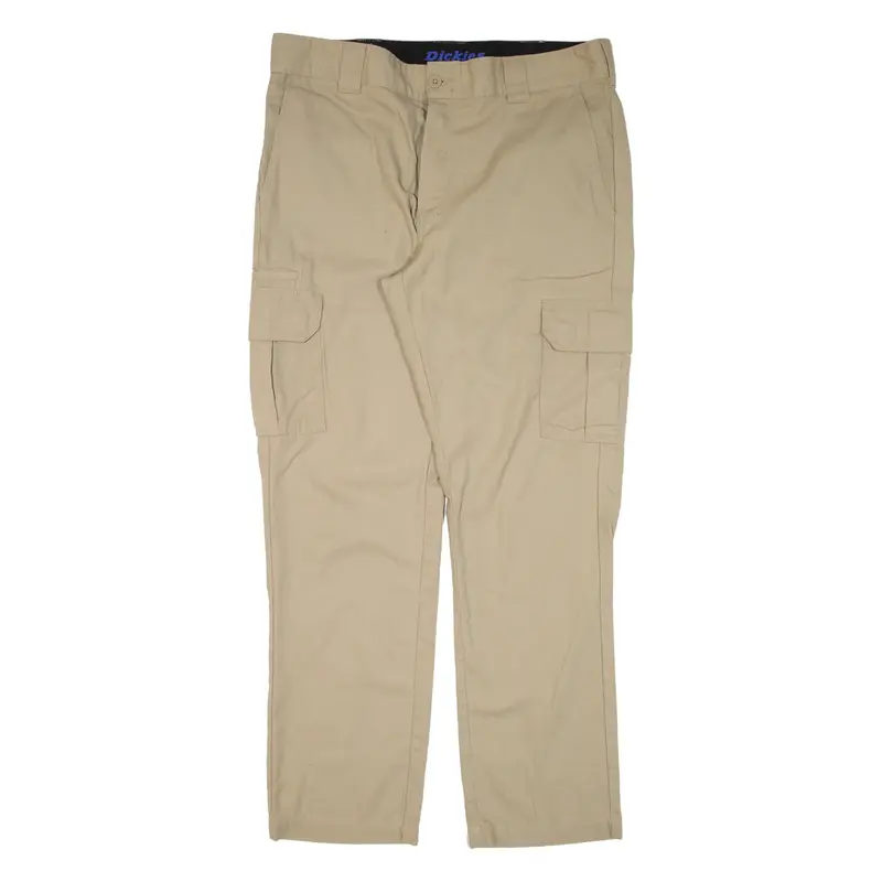 DICKIES Cargo Workwear Mens Trousers Beige Slim Straight W36 L32