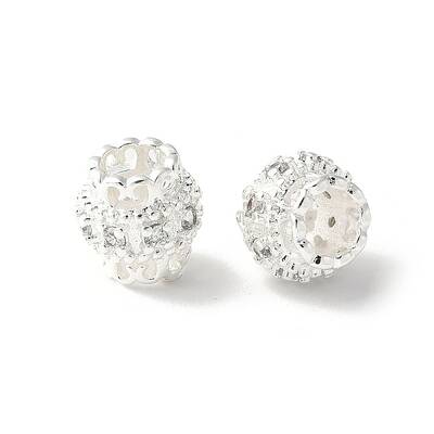 Brass Micro Pave Cubic Zirconia European Beads