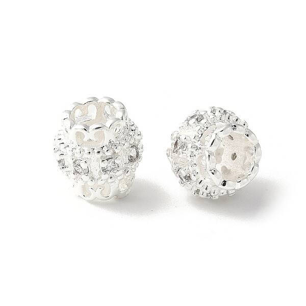 Brass Micro Pave Cubic Zirconia European Beads