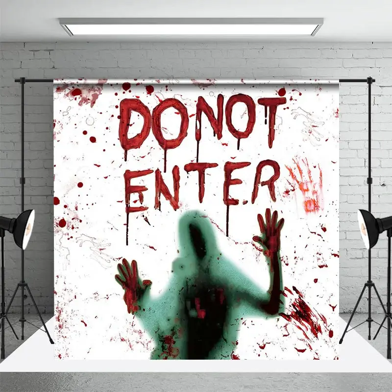 Scary Handprint Do Not Enter Ghost Scary Backdrop