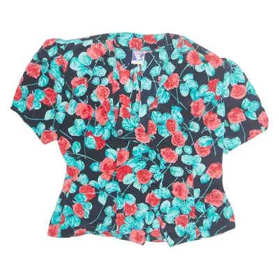 YESSICA Womens Printed Blouse Blue Floral M