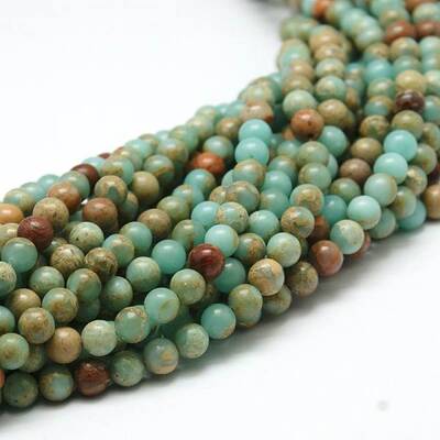 Round Synthetic Aqua Terra Jasper Beads Strands