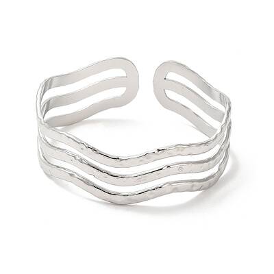 Non-Tarnish 304 Stainless Steel Wave Open Cuff Bangles
