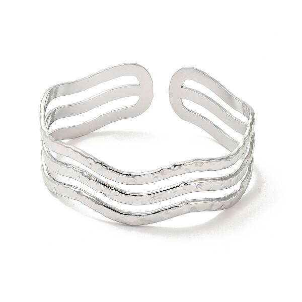 Non-Tarnish 304 Stainless Steel Wave Open Cuff Bangles