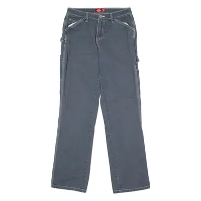DICKIES Carpenter Womens Twill Trousers Grey Slim Straight W28 L30