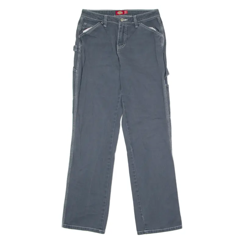 DICKIES Carpenter Womens Twill Trousers Grey Slim Straight W28 L30