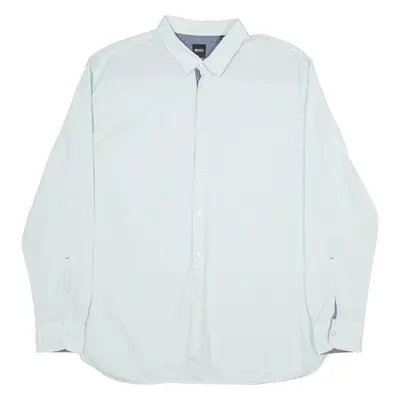 BOSS Slim Fit Mens Shirt Green Geometric Long Sleeve 2XL