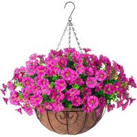 Artificial Flower with Hanging Basket, 1 Box Faux Flower Basket, Decorative Flower for Outdoor Outdoor Summer Decoration, Hom...