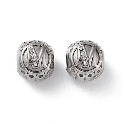 304 Stainless Steel Rhinestone European Beads