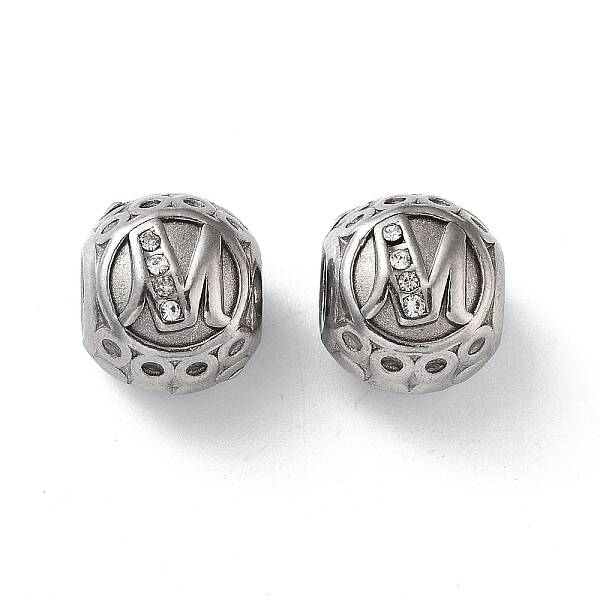 304 Stainless Steel Rhinestone European Beads