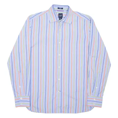 GAP Fitted Shirt Blue Striped Long Sleeve Mens S