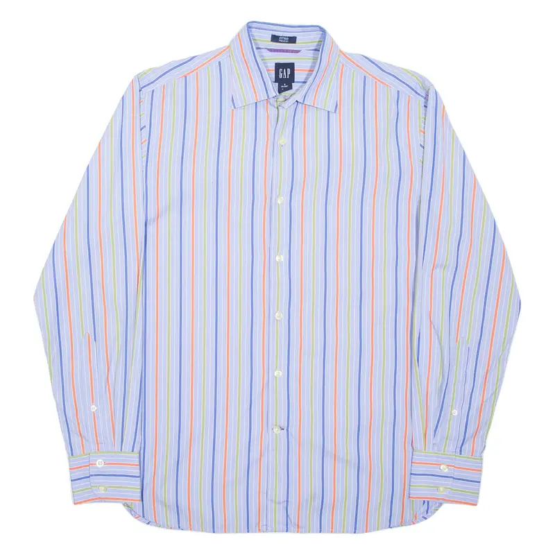GAP Fitted Shirt Blue Striped Long Sleeve Mens S