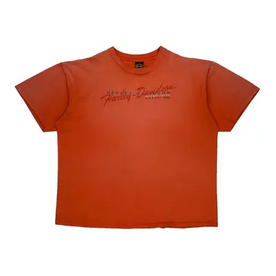 Made In Usa Marion, Indiana Harley Davidson Graphic T-Shirt - 2XL Orange Cotton