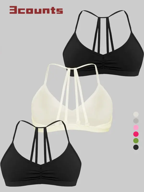 Women's Solid Backless Sports Bra, Breathable Comfortable Quick-drying Sports Underwear, Gym Clothes, Ladies Sportswear for ...