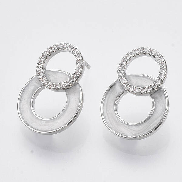 Brass Micro Pave Clear Cubic Zirconia Stud Earring Findings