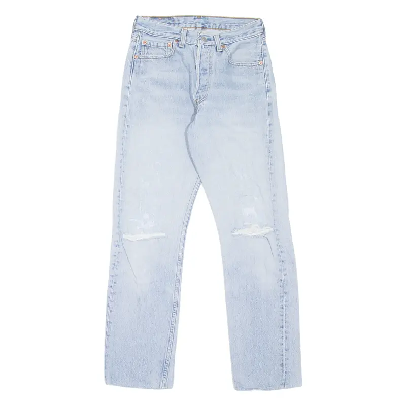 LEVI'S 501 MADE IN USA Jeans Distressed Womens Blue Regular Straight W25 L30