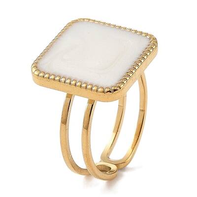 304 Stainless Steel Enamel Open Cuff Rings for Women