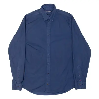 TOMMY HILFIGER Mens Plain Shirt Blue Long Sleeve M