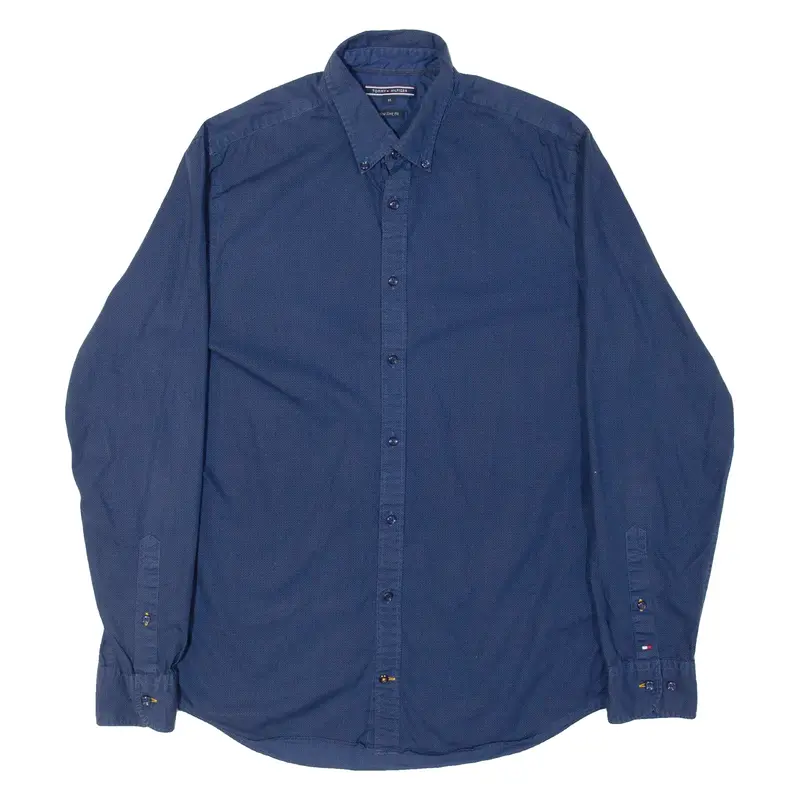 TOMMY HILFIGER Mens Plain Shirt Blue Long Sleeve M