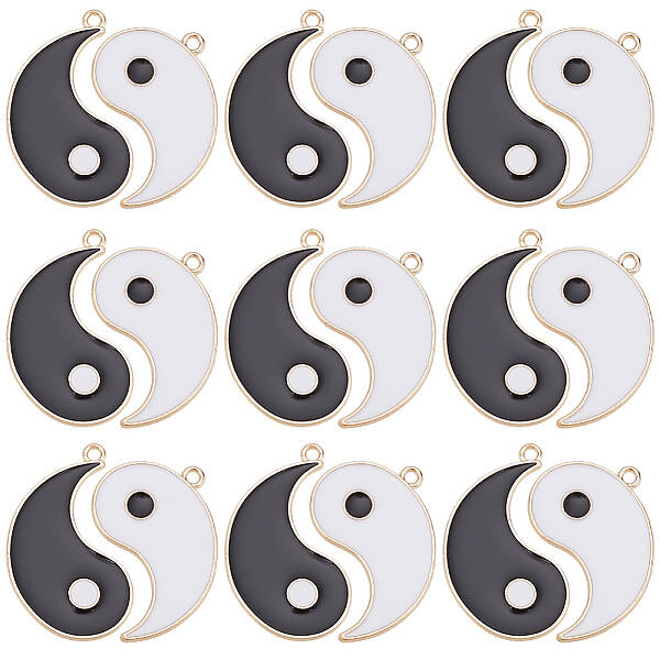 40Pcs 2 Colors Alloy Enamel Pendants