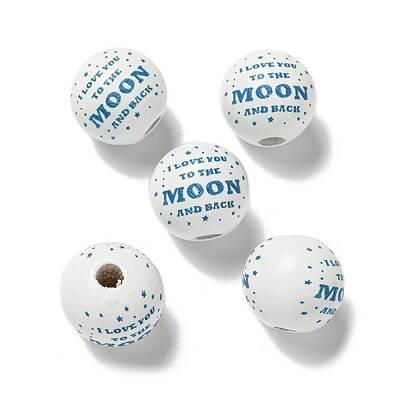 Printed Wood European Beads