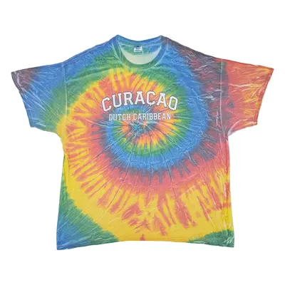 COLOURTONE Curacao Dutch Caribbean Mens Tie Dye T-Shirt Red 2XL
