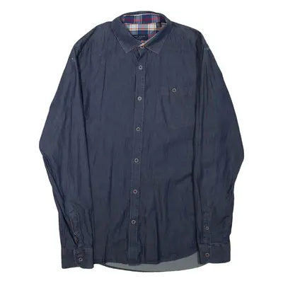 TED BAKER Mens Plain Shirt Blue Long Sleeve S