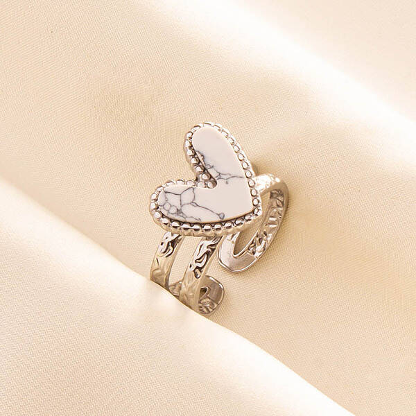 304 Stainless Steel Heart Cuff Rings