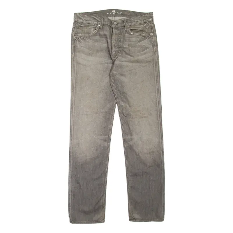 7 FOR ALL MANKIND Floyd Mens Jeans Grey Slim Straight Stone Wash W31 L33