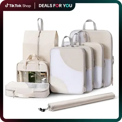[DEALS FOR YOU] DIMJ 8 Pack Packing Cubes for Suitcases & Travel，Best Gift For Moms , Compression Storage Bags, Double Zipp...