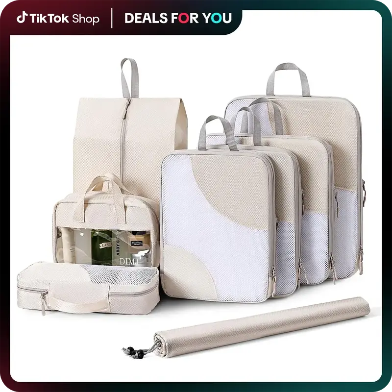 [DEALS FOR YOU] DIMJ 8 Pack Packing Cubes for Suitcases & Travel，Best Gift For Moms , Compression Storage Bags, Double Zipp...