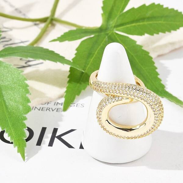 Brass Micro Pave Clear Cubic Zirconia Cuff Rings for Women Men