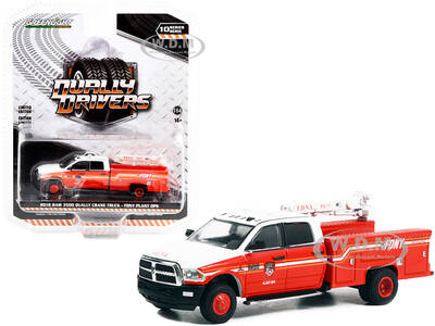 2018 Ram 3500 Dually Crane Truck Red and White with Stripes \