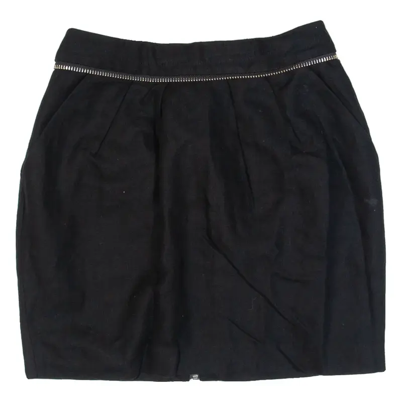 WHISTLES Womens Straight Skirt Black Short Linen S