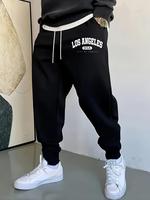 Men's Letter Print Jogger Pants, Regular Fit Casual Comfy Sweatpants for Spring & Fall, Men's Trousers for Daily Wear