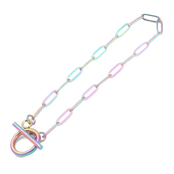 Ion Plating(IP) 304 Stainless Steel Paperclip Chain Bracelets