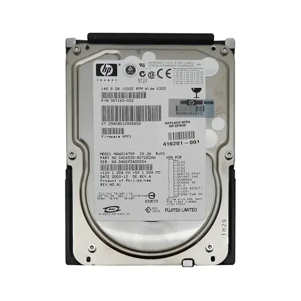 416201-001 HP 146GB Ultra-320 SCSI 10000 3.5-inch 8MB Hard Drive