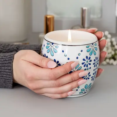 Ceramic Artisan Hand-Poured Candle - Sapphire Mosaic - Samoon