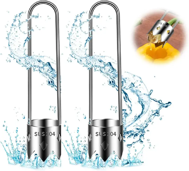 2 Pcs Fruit and Vegetable Corer Tool, Red Bell Pepper Seed Corer, Stainless Steel Fruite Corer, Universal Core Remover with E...