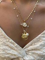 Boho Style Faux Pearl & Shell Decor Layered Necklace, Fashion Jewelry for Party, Daily Decor, Trendy All-match & Exquisite Je...
