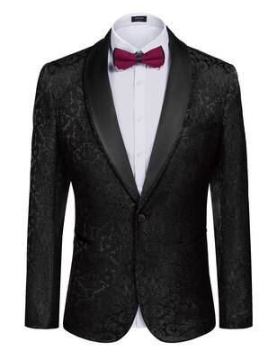 Floral Suit Jacket (US Only), Wine Red / M