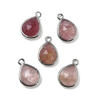 Natural Strawberry Quartz Faceted Pendants