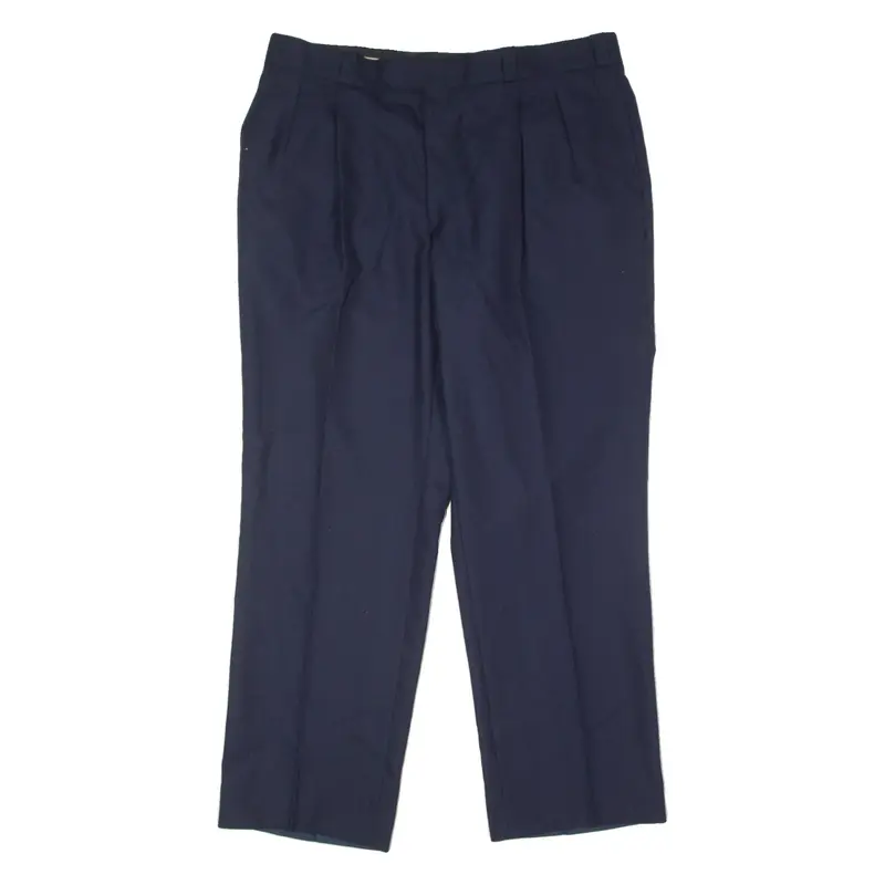 Pleated Suit Mens Trousers Blue Regular Straight W38 L31