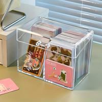 Clear Acrylic Card Storage Box, 1 Count Transparent Pop Mart US Postcard Storage Box, Desk Organizer for Home Office School, ...