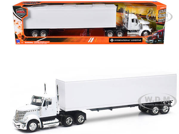 International LoneStar Truck with Dry Goods Trailer White Long Haul Truckers Series 1/43 Diecast Model by New Ray