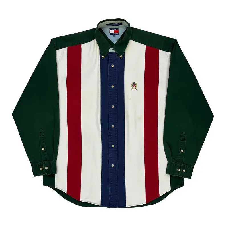 Tommy Hilfiger Striped Shirt - Large Blue Cotton