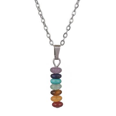 Natural & Synthetic Mixed Gemstone Disc Pendant Necklaces