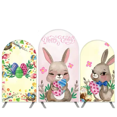 Aperturee Rabbit Theme Easter Eggs Arch Backdrop Kit Banner | Custom Arched Wall Covers | Diy Round Arch Backdrop | Circle Ar...