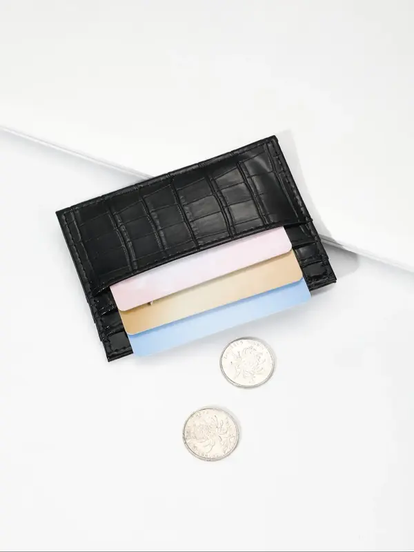 Women's Simple Plain Crocodile Pattern Wallet, Casual Multi-slot Card Holder for Women & Girls, Casual Trendy Versatile High-...