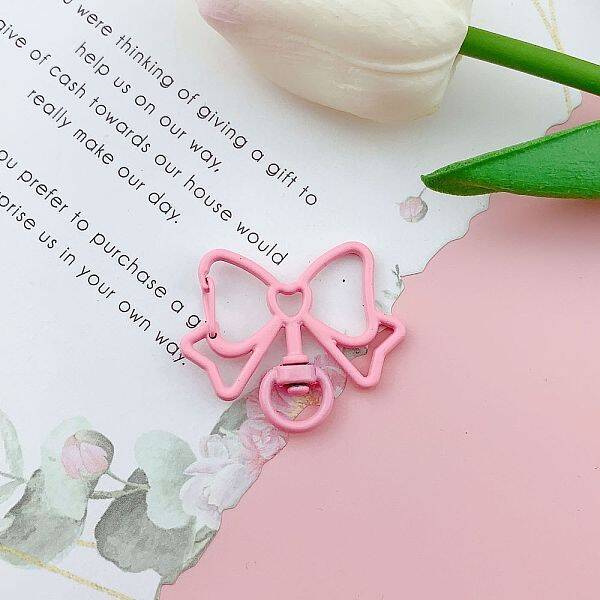 Bowknot Baking Painted Alloy Swivel Keychain Clasps